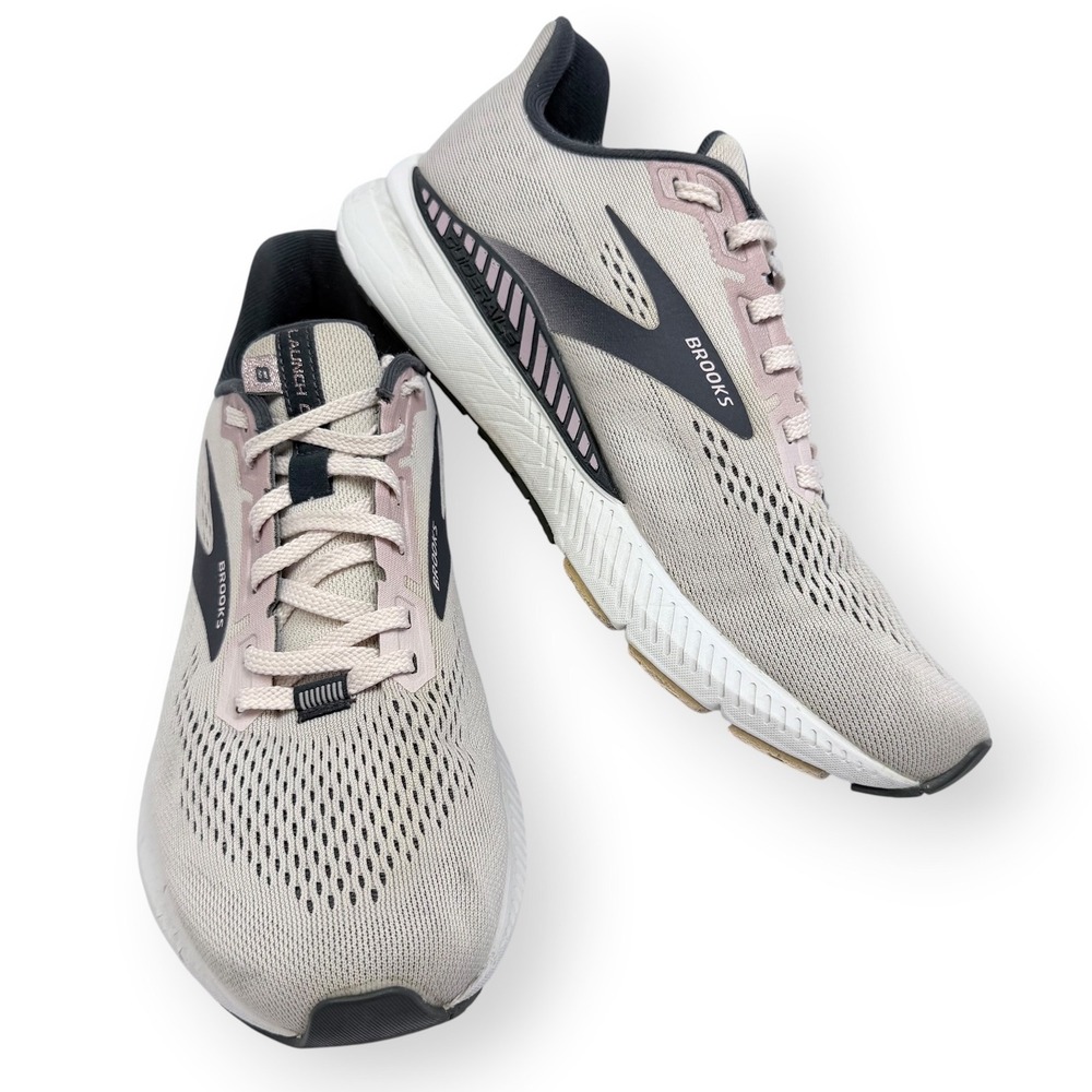 Brooks Launch 8 GTS Running Shoes Womens 8D WIDE Grey‎ Pink Lightweight Comfort